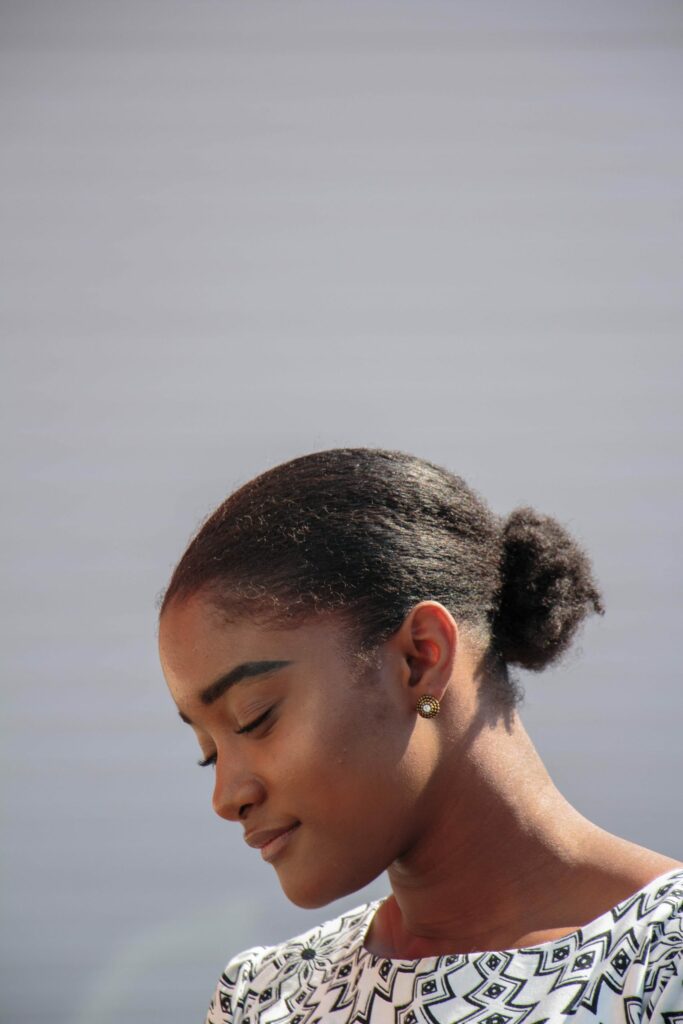 Young woman smiling looking peaceful