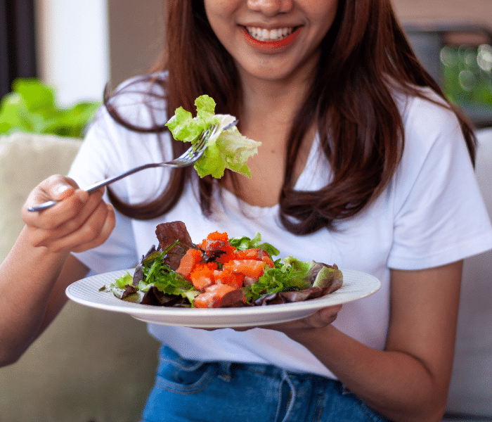 Woman eating healthy snacks